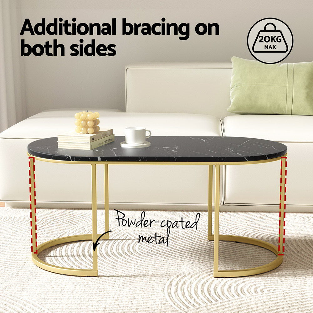 Marble Effect Coffee Table - Black