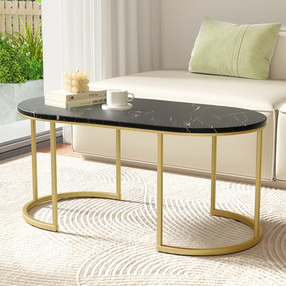 Marble Effect Coffee Table - Black
