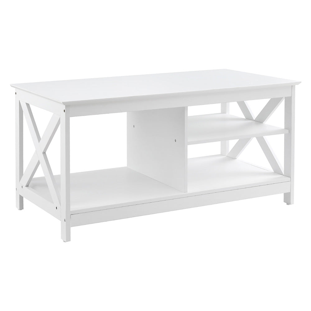 Robust Coffee Table Storage Shelf - White