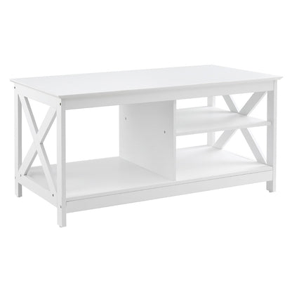 Robust Coffee Table Storage Shelf - White