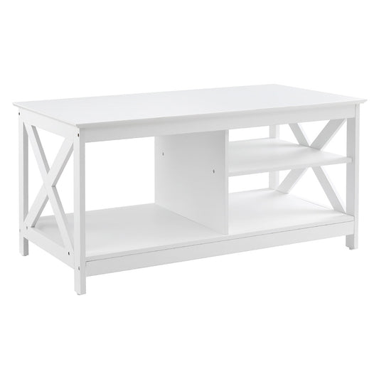 Robust Coffee Table Storage Shelf - White