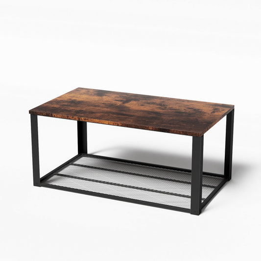 Rustic Brown Coffee Table 2-Tier 104CM