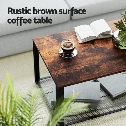 Rustic Brown Coffee Table 2-Tier 104CM