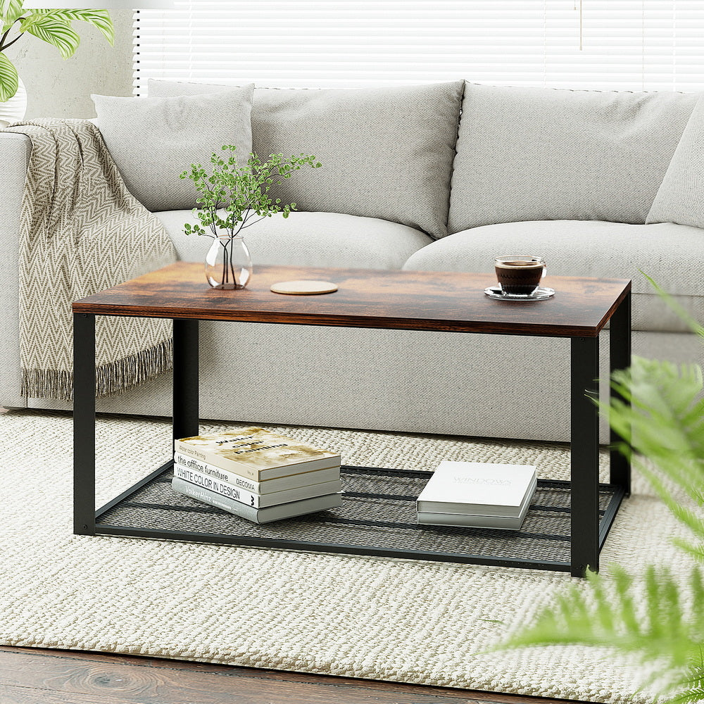 Rustic Brown Coffee Table 2-Tier 104CM