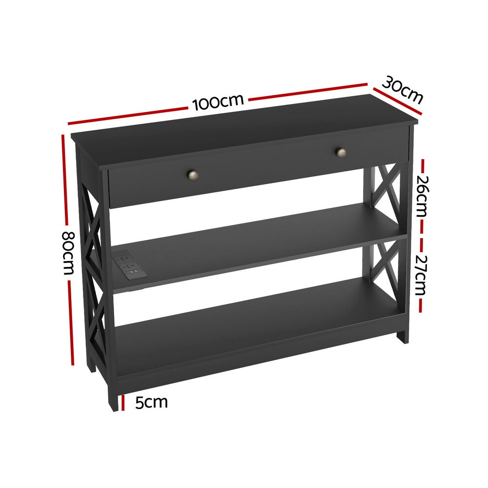 Console Table 3-tier - Black