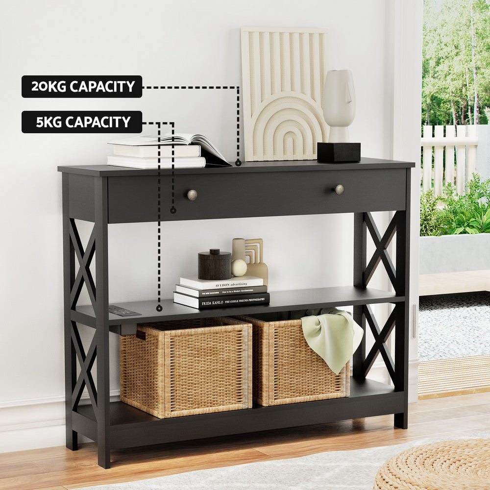Console Table 3-tier - Black