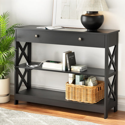 Console Table 3-tier - Black