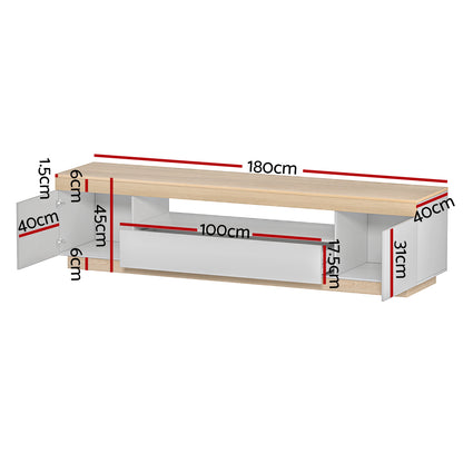 Lior TV Cabinet Entertainment Unit Stand 180CM - White Wood