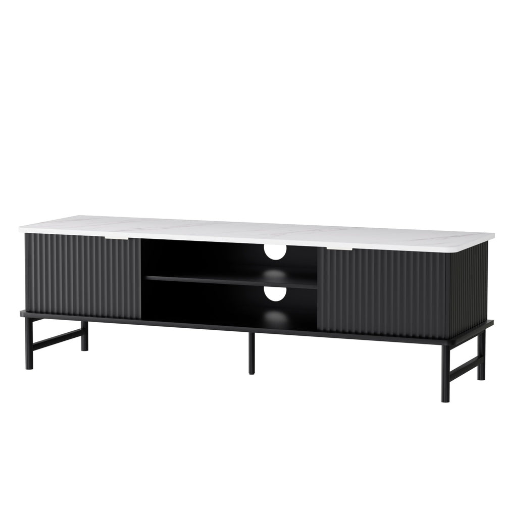 Kaisu TV Cabinet Entertainment Unit Stand Storage 140CM - White & Black