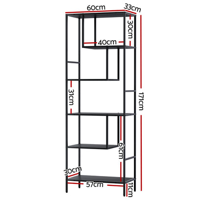 Rhys Bookshelf 5 Tiers - Black