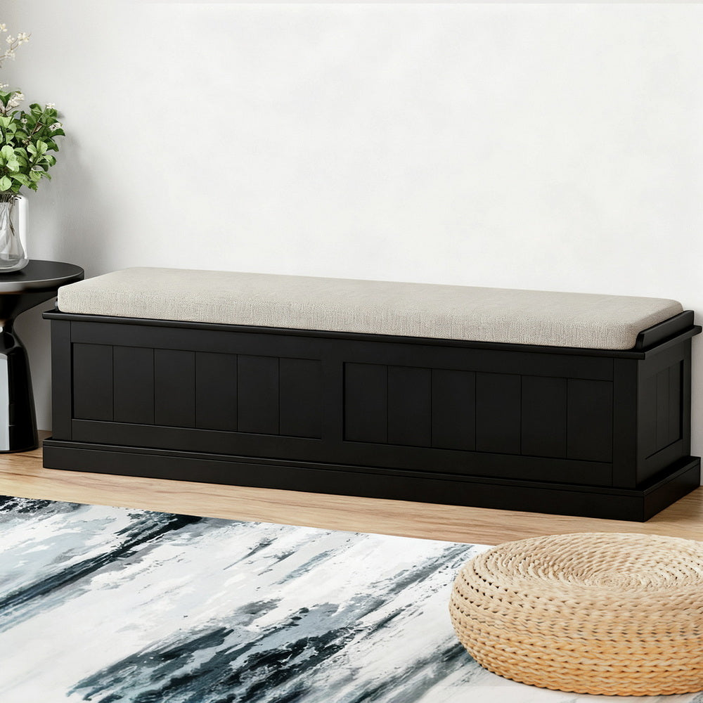 Storage Ottoman Blanket Box 140cm - Fluted Black