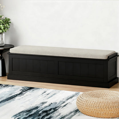 Storage Ottoman Blanket Box 140cm - Fluted Black