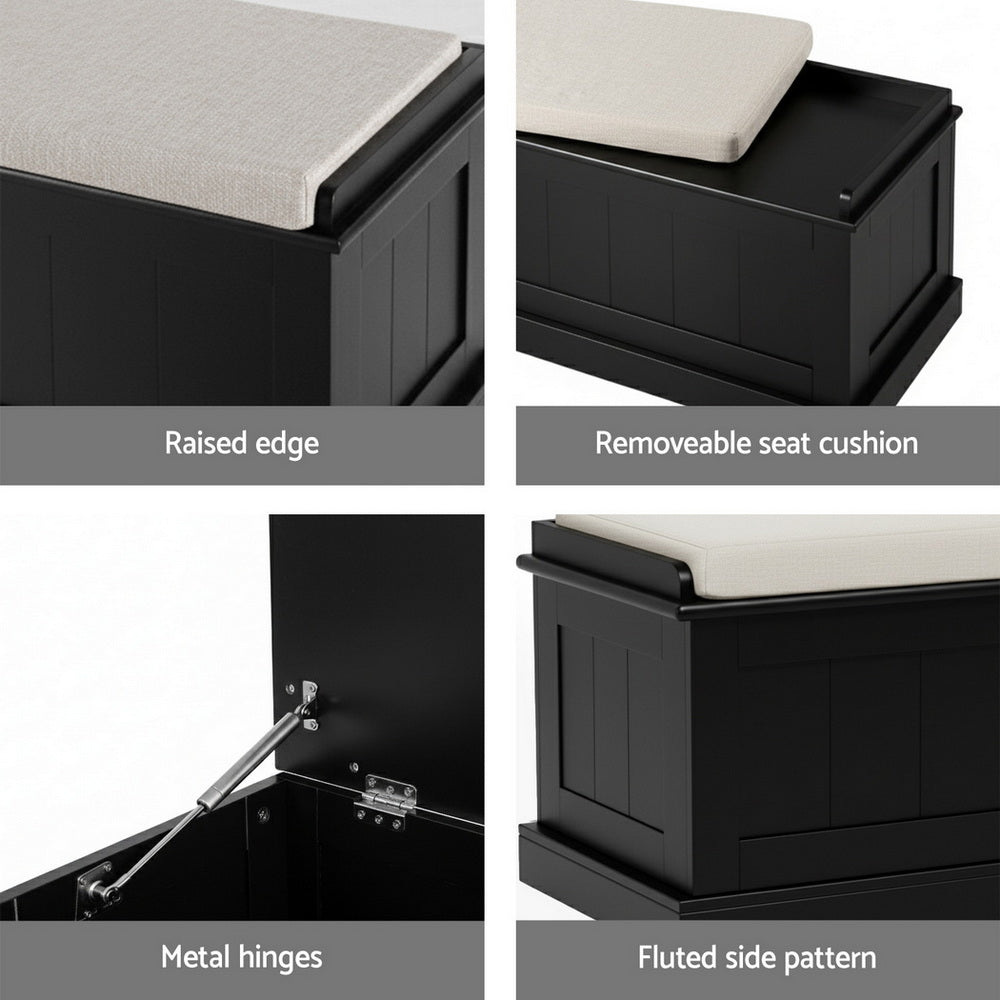 Storage Ottoman Blanket Box 140cm - Fluted Black