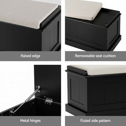 Storage Ottoman Blanket Box 140cm - Fluted Black