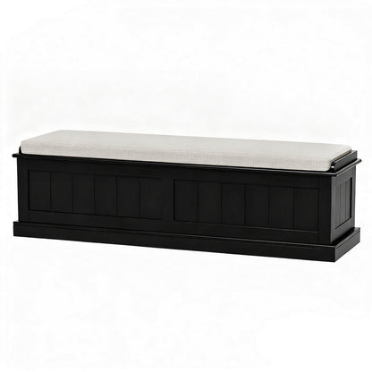 Storage Ottoman Blanket Box 140cm - Fluted Black