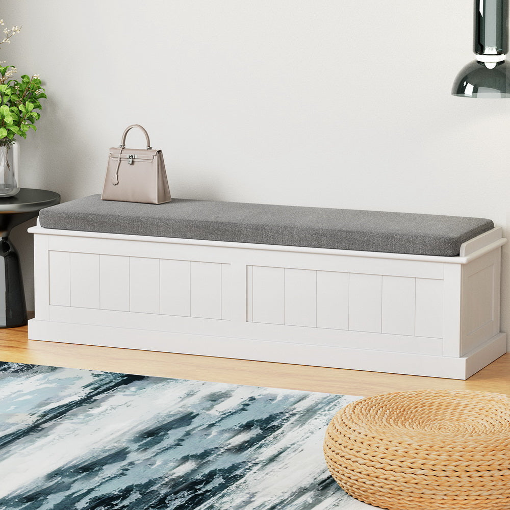 Storage Ottoman Blanket Box 140cm - Fluted Grey