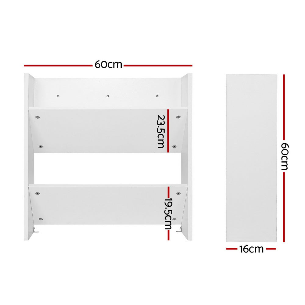 Set of 2 Wall Mounted Shoe Racks 2-tier 12 Pairs - White