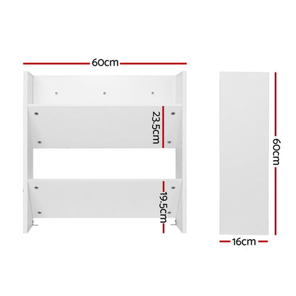 Set of 2 Wall Mounted Shoe Racks 2-tier 12 Pairs - White