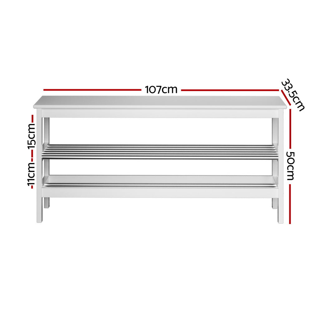 Kubota Shoe Rack Cabinet Bamboo Bench 10 - Paris White