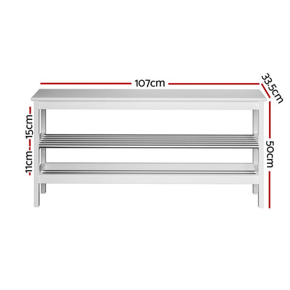 Kubota Shoe Rack Cabinet Bamboo Bench 10 - Paris White