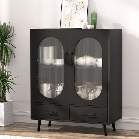 Lency Buffet Sideboard Double Doors - Black