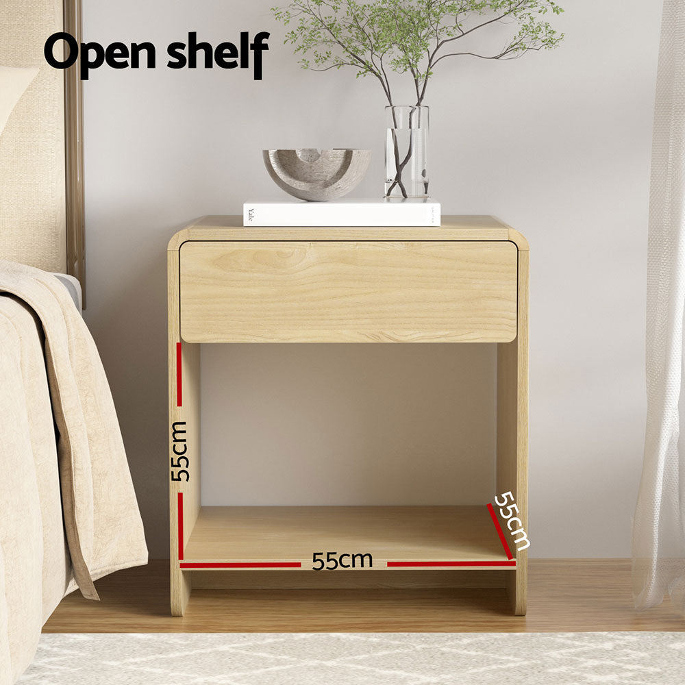Pine Bedside Table Drawer & Open Shelf