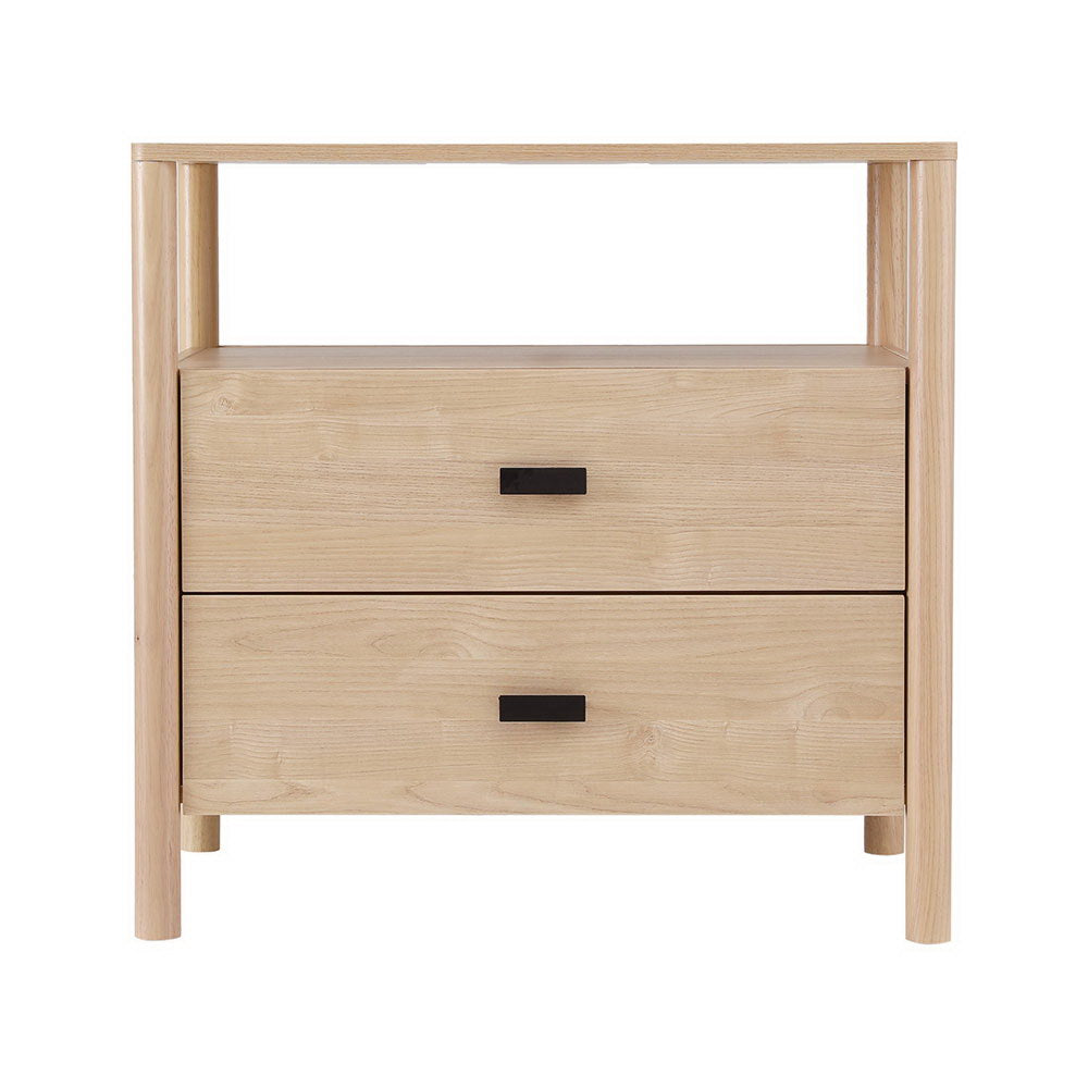 Falon Bedside Table Nightstand 2 Drawers - Pine