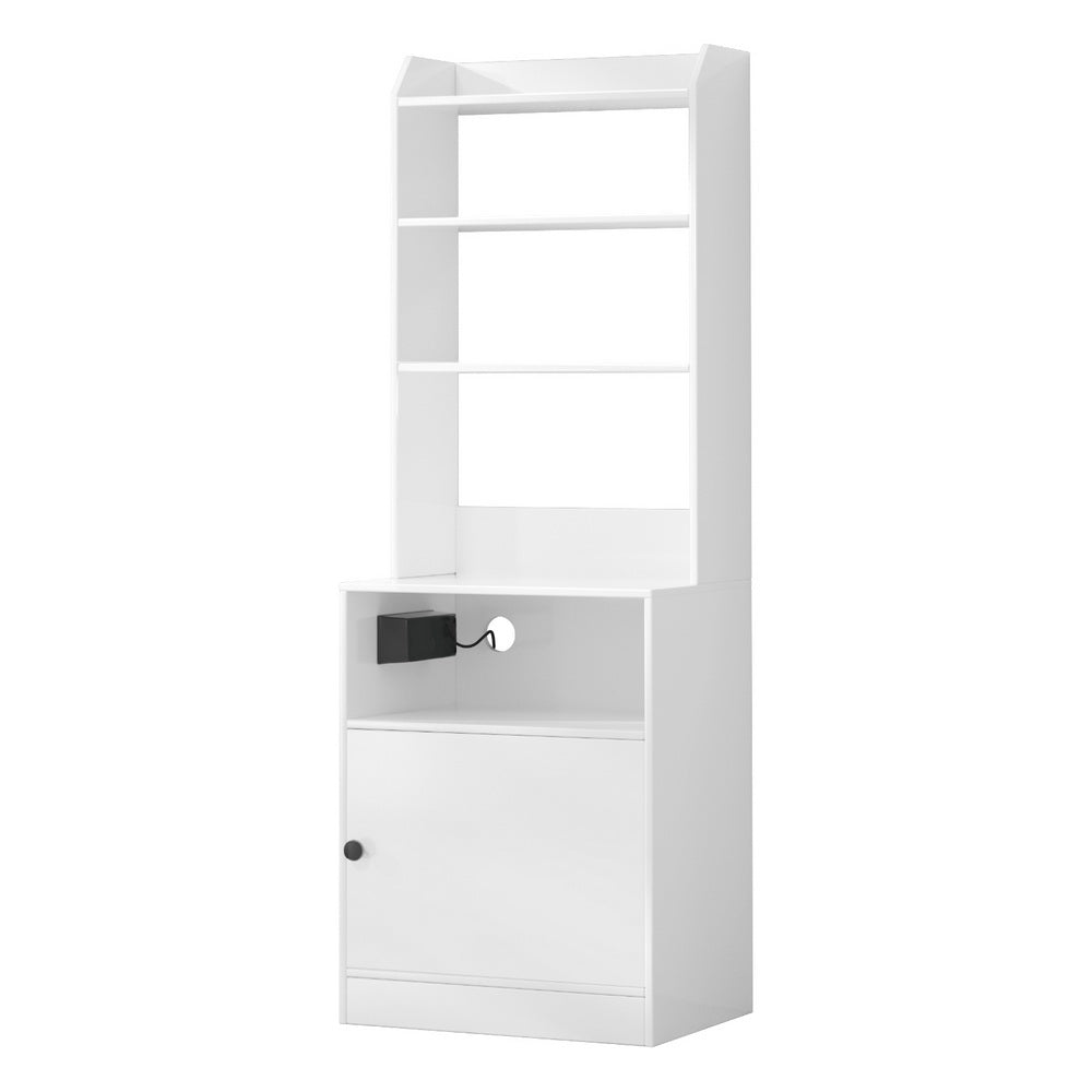 Bedside Table Nightstand Charging Station - White
