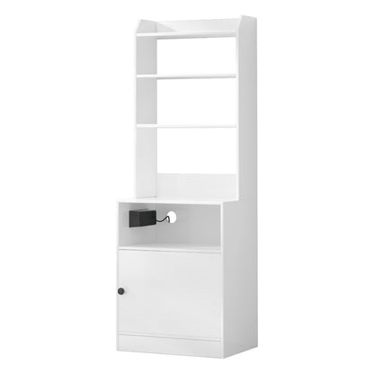 Bedside Table Nightstand Charging Station - White