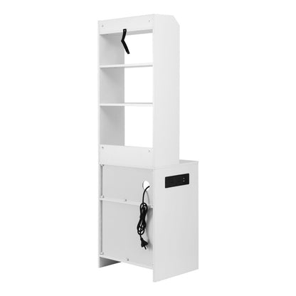Bedside Table Nightstand Charging Station - White