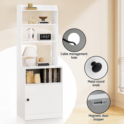 Bedside Table Nightstand Charging Station - White