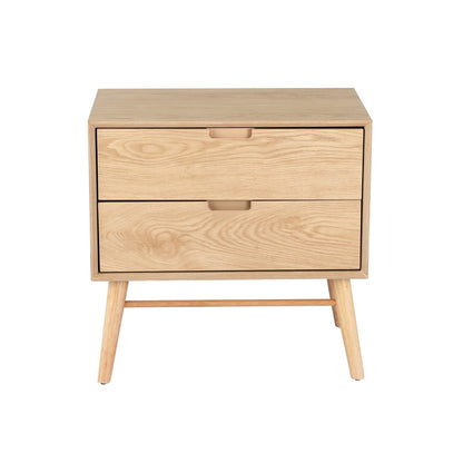 Gino Bedside Table Drawers Nightstand - Oak