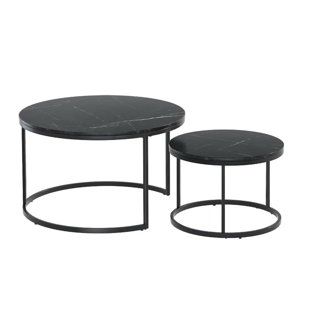Tika Nesting Coffee Table Set of 2 Marble Effect