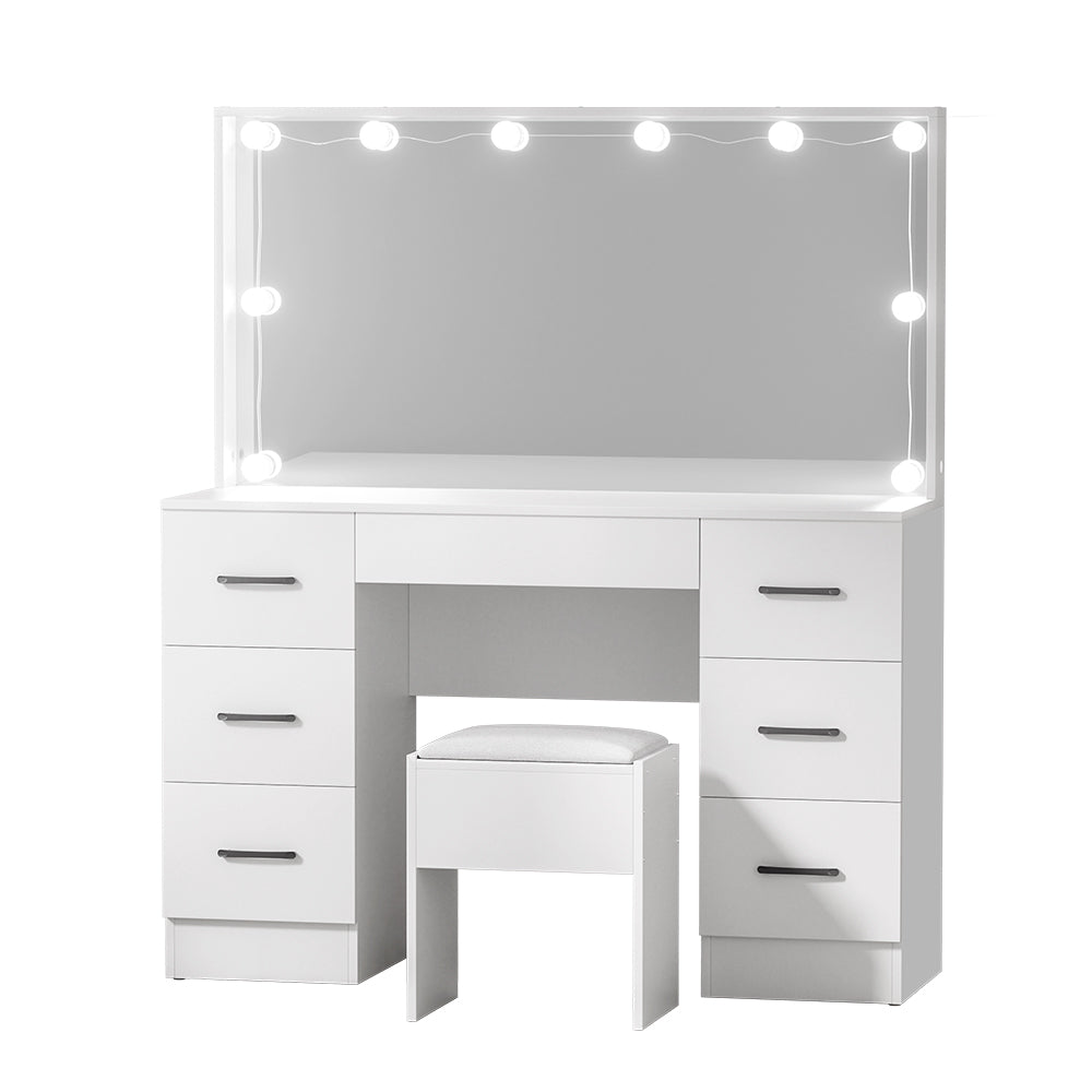 Debbie Dressing Table Set Stool 10 Led Bulbs - White