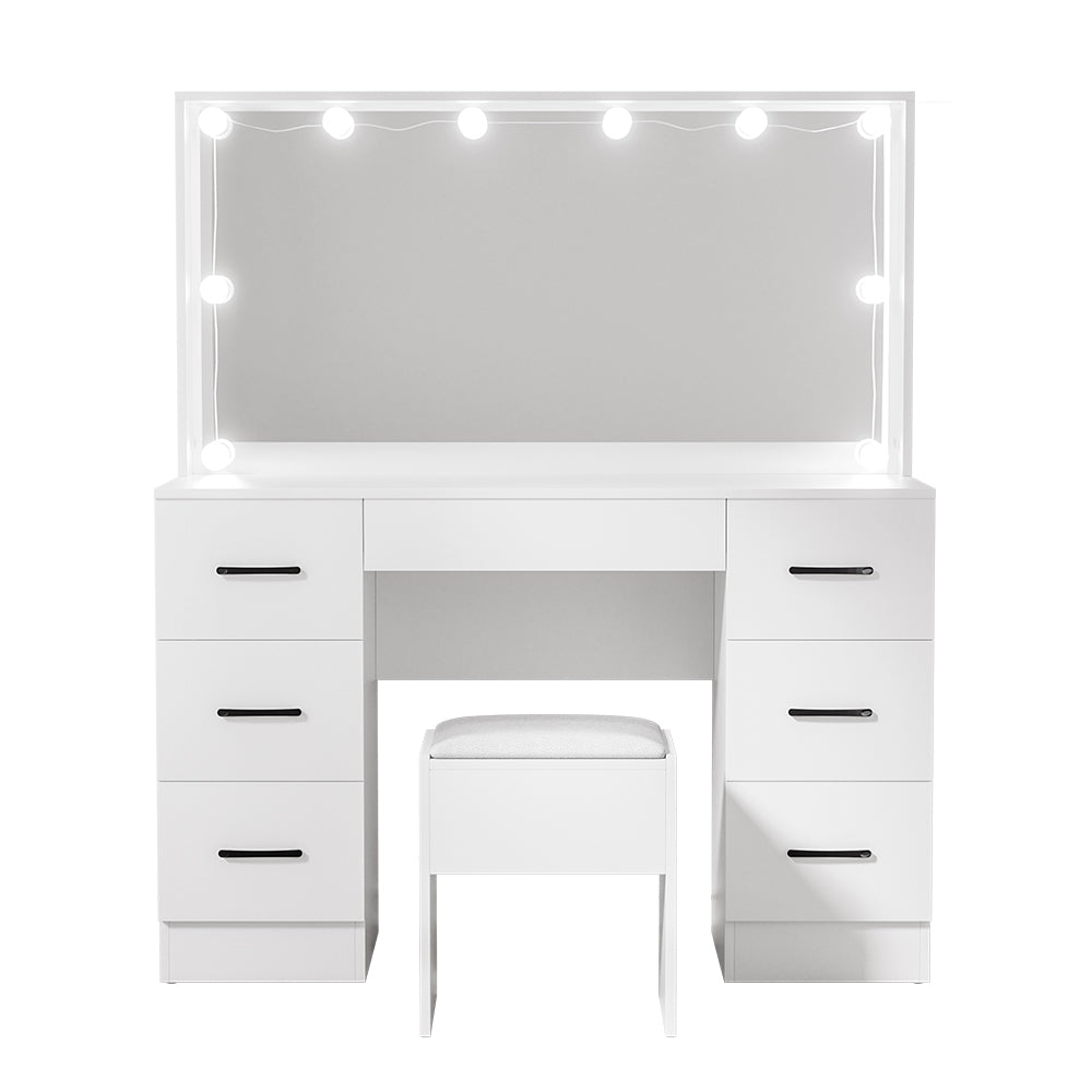 Debbie Dressing Table Set Stool 10 Led Bulbs - White