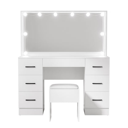 Debbie Dressing Table Set Stool 10 Led Bulbs - White