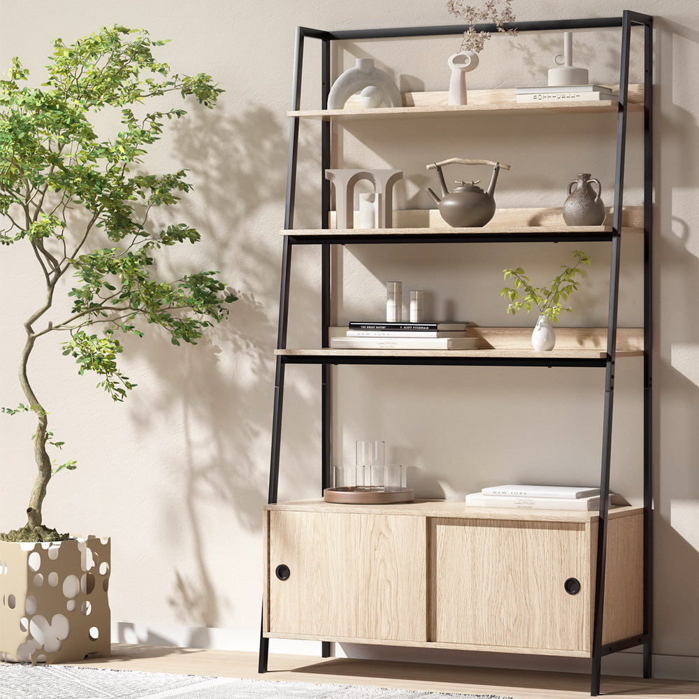 Mira Bookshelf 5 Tier Cube Cabinet - Oak