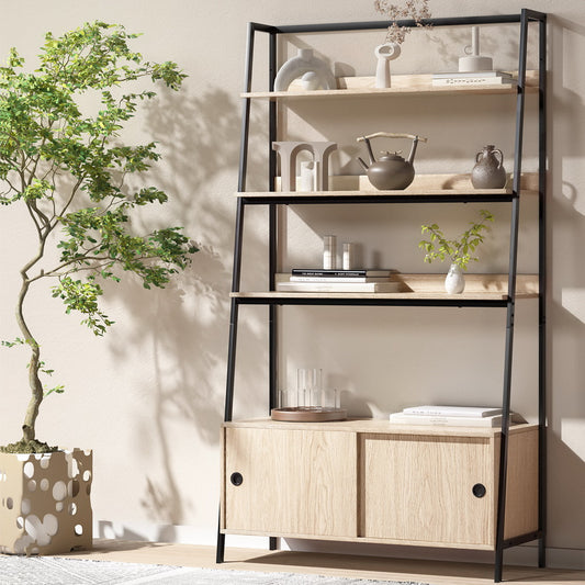 Mira Bookshelf 5 Tier Cube Cabinet - Oak