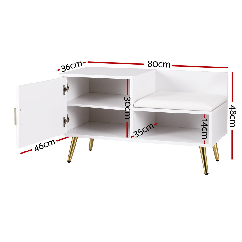 Shoe Rack Cabinet Bench 6 Pairs - White
