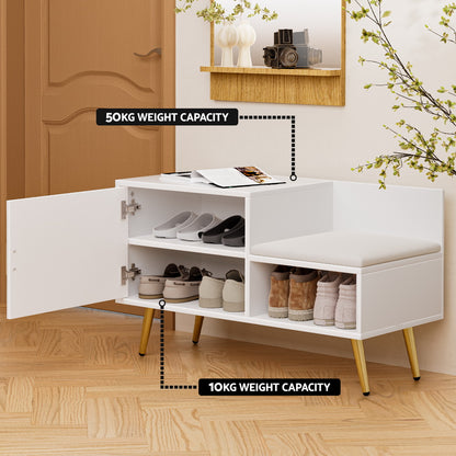 Shoe Rack Cabinet Bench 6 Pairs - White