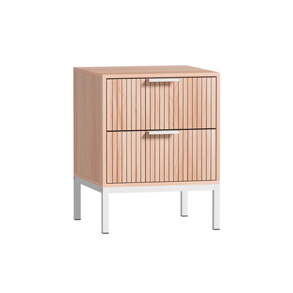 Lura Bedside Table Drawers Nightstand - Pine