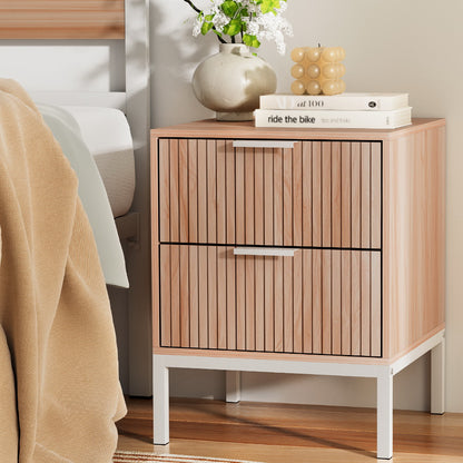 Lura Bedside Table Drawers Nightstand - Pine