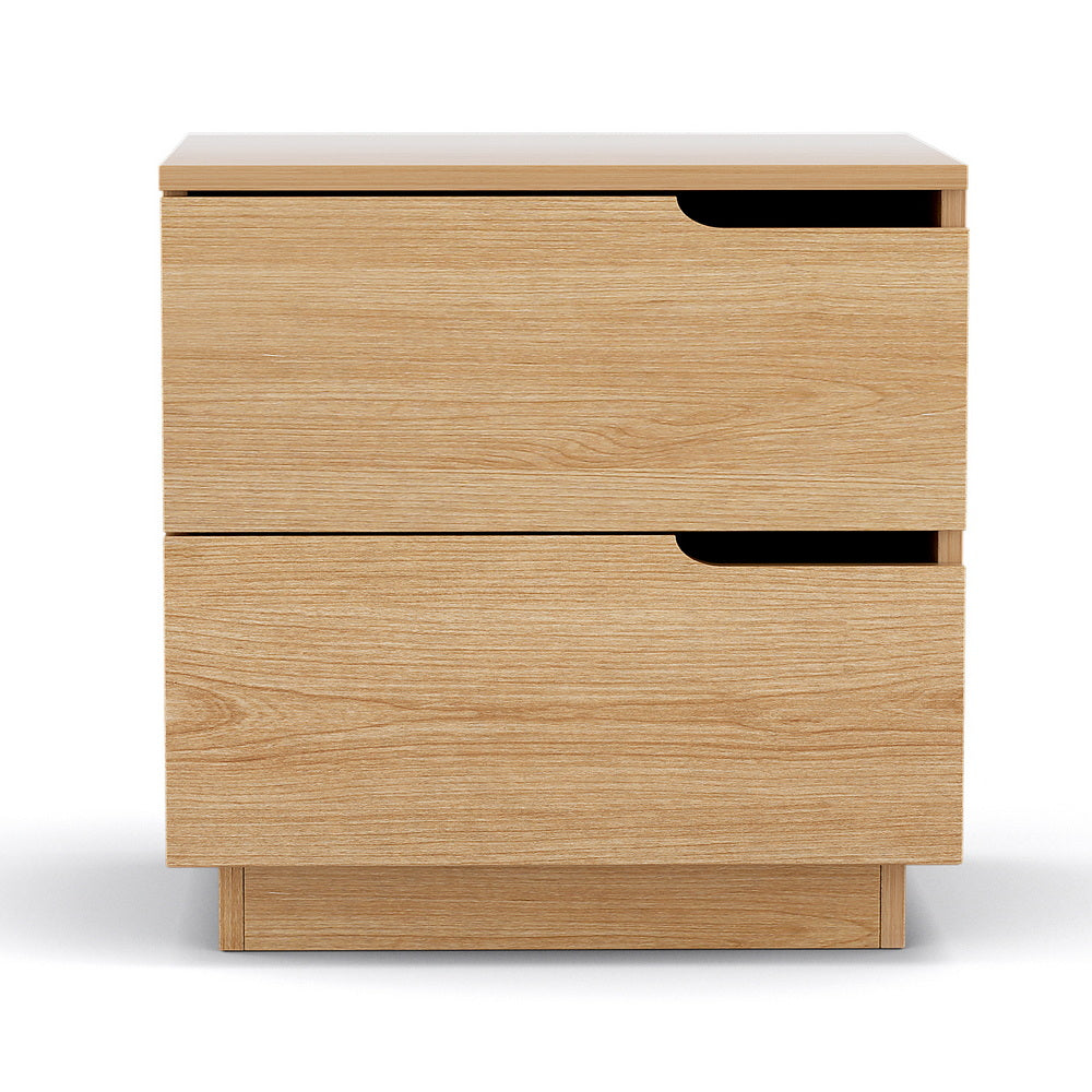 Bedside Table 2 Drawers Nightstand - Pine