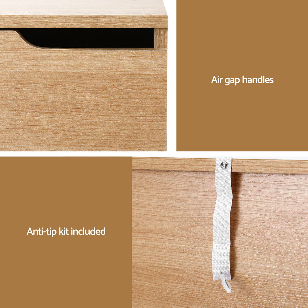 Bedside Table 2 Drawers Nightstand - Pine