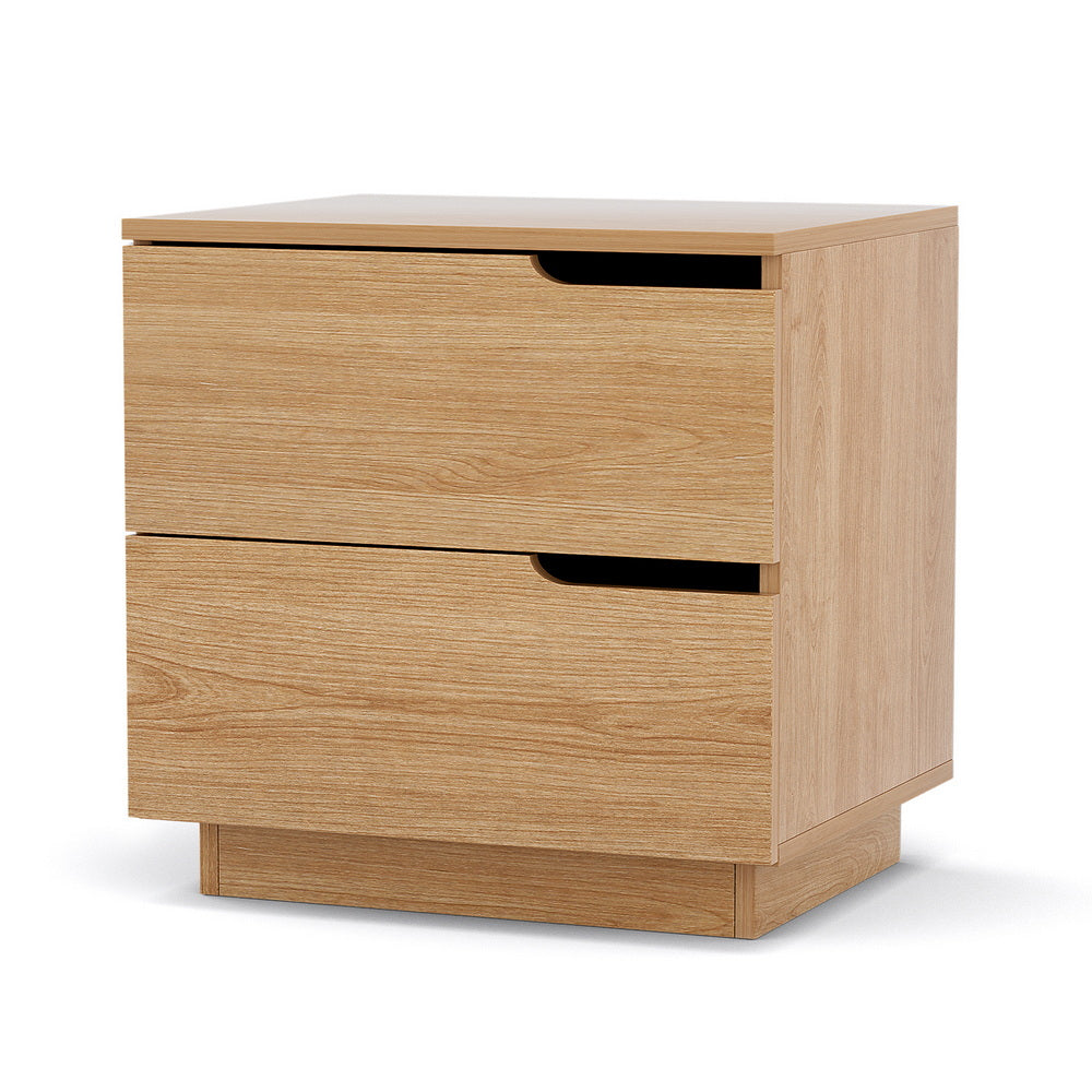 Bedside Table 2 Drawers Nightstand - Pine