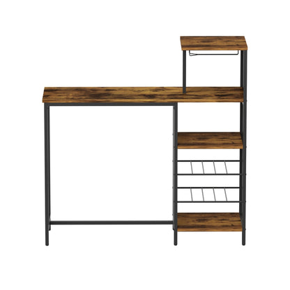 Industrial Bar Table with Wine Rack 122cm - Walnut