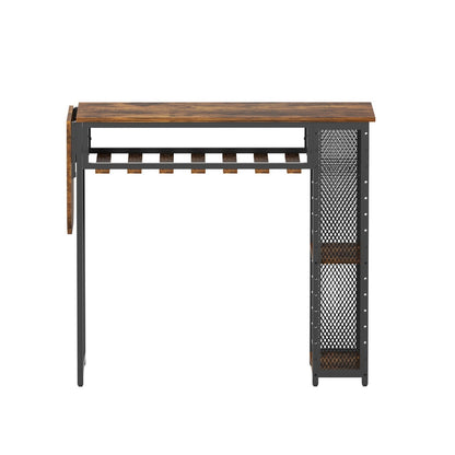 Industrial Bar Table with Wine Rack Extendable 140cm - Walnut