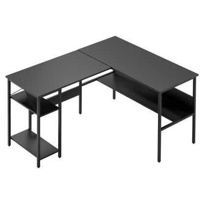 Computer Desk L shape Home Office Desk Open Shelf - Black