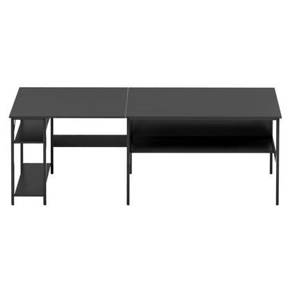 Computer Desk L shape Home Office Desk Open Shelf - Black