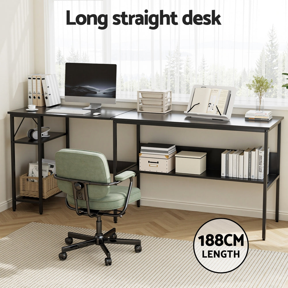 Computer Desk L shape Home Office Desk Open Shelf - Black